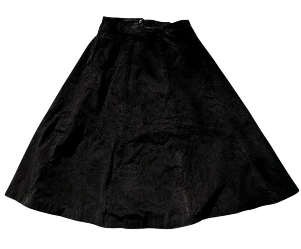 Vintage Diana Marco Suede Midi Skirt - Black - Size 18